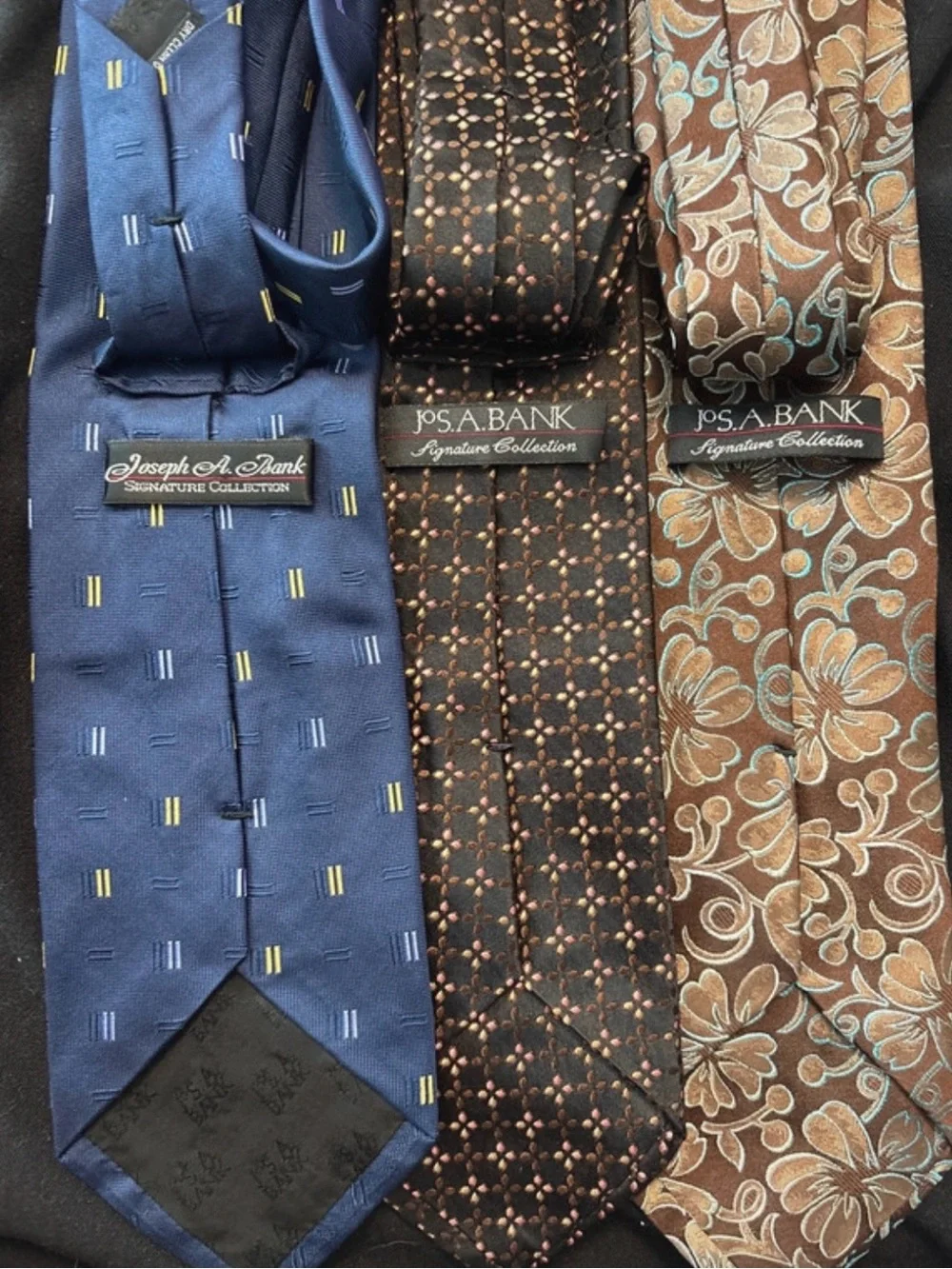 Jos. A. Bank Three-Tie Set in Blue, Black, and Brown